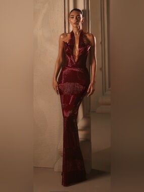 Mimoza Gorgeous custom made gown - Deep Red Sequin Dress